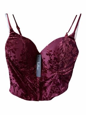 Lulus Floral Velvet Corset Top, Size M